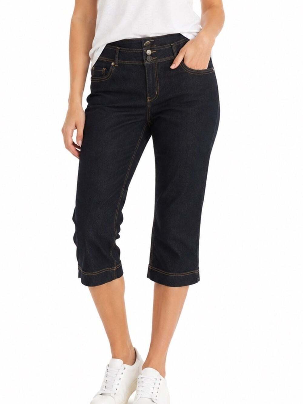 Cleo Women's Blue Denim Cropped Capri Pants Trousers Size 4